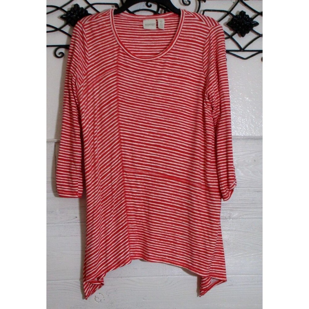 Chico's Women's Top Size 0 Long Sleeve Multicolor Striped Round Neck